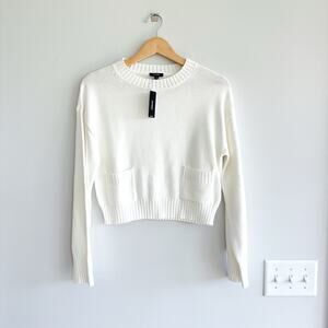 Express Knit Cropped Sweater White XS NWT